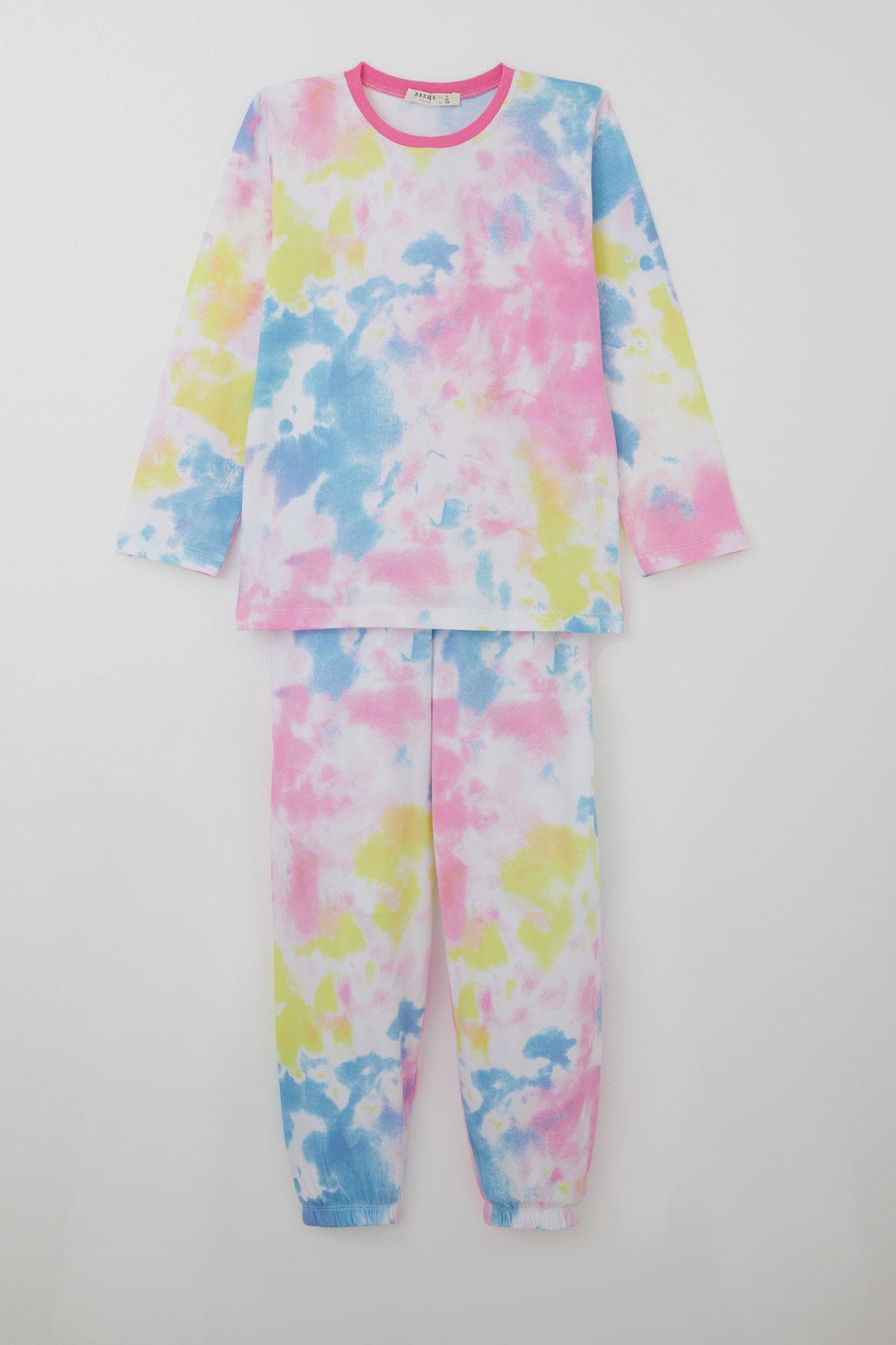 Breeze Kız Çocuk Pijama Takımı Batik Desenli Karışık Renk (4-8 Yaş)