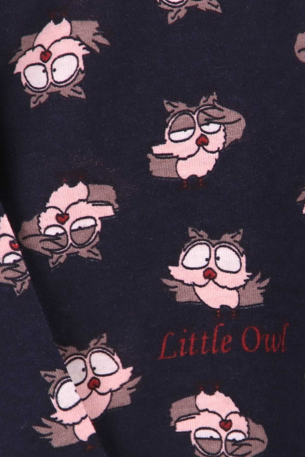 Breeze Kız Çocuk Pijama Takımı Baykuşlu Lacivert (1-4 Yaş)