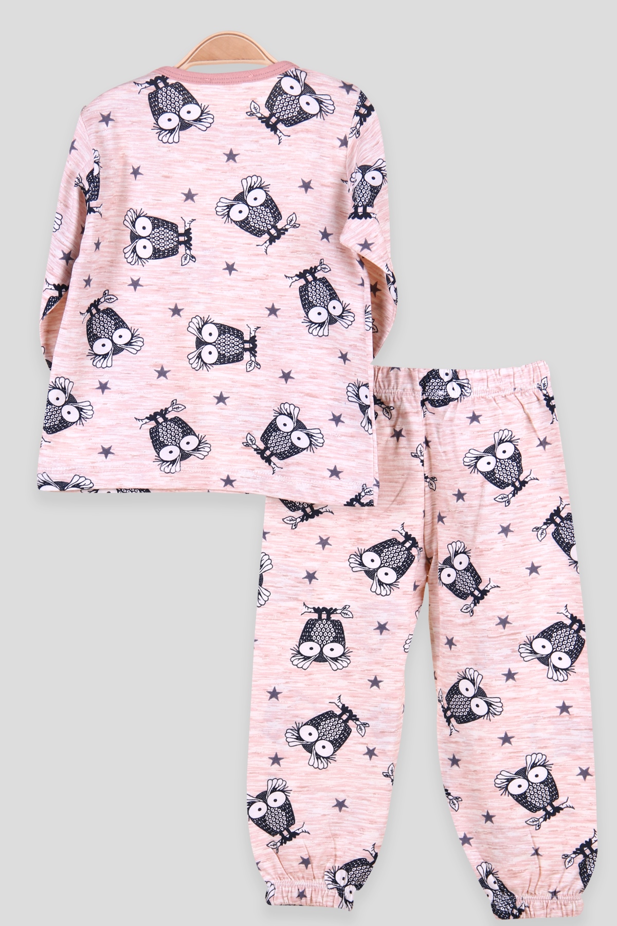 Breeze Kız Çocuk Pijama Takımı Baykuşlu Pudra (2-6 Yaş)