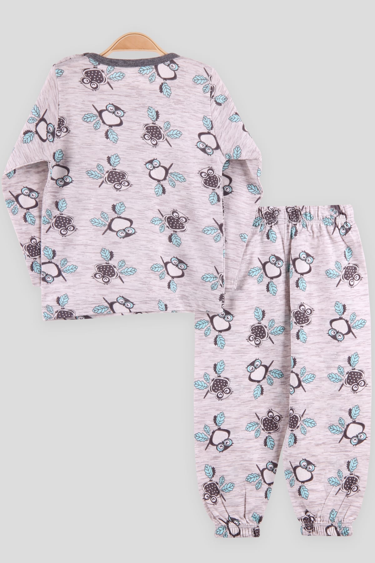 Breeze Kız Çocuk Pijama Takımı Baykuşlu Gri (2-6 Yaş)