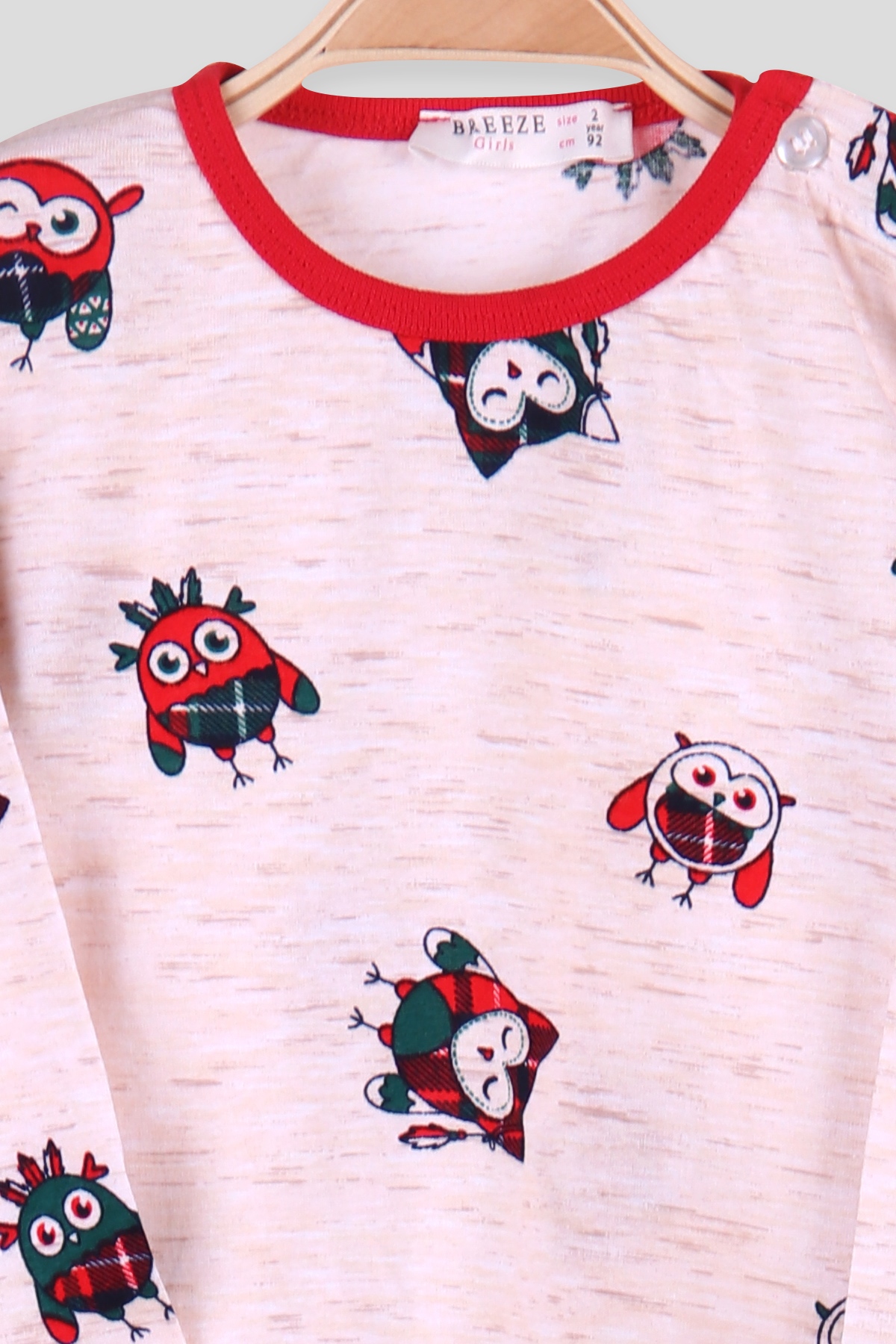 Breeze Kız Çocuk Pijama Takımı Baykuşlu Bej (2-6 Yaş)
