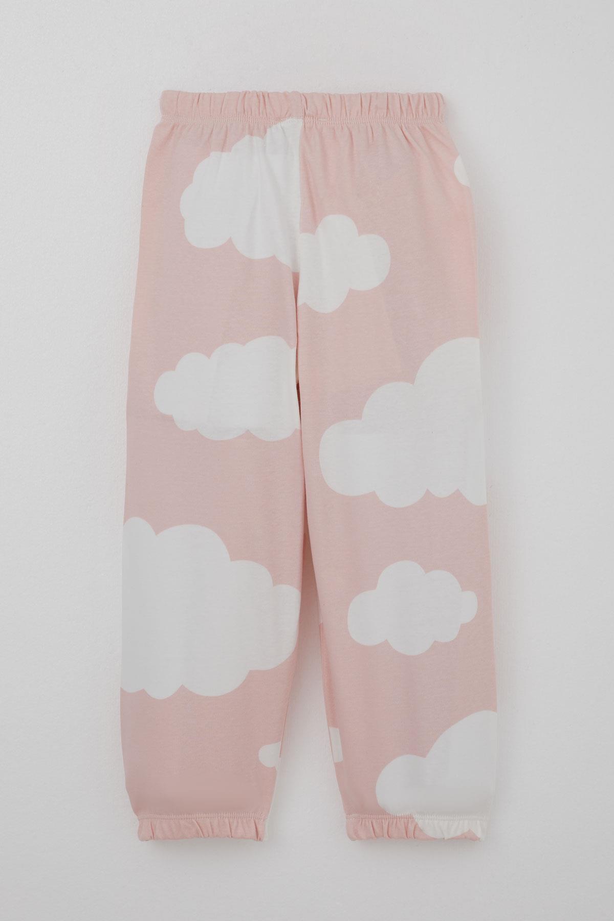 Breeze Kız Çocuk Pijama Takımı Bulut Desenli Pembe (1-3 Yaş)