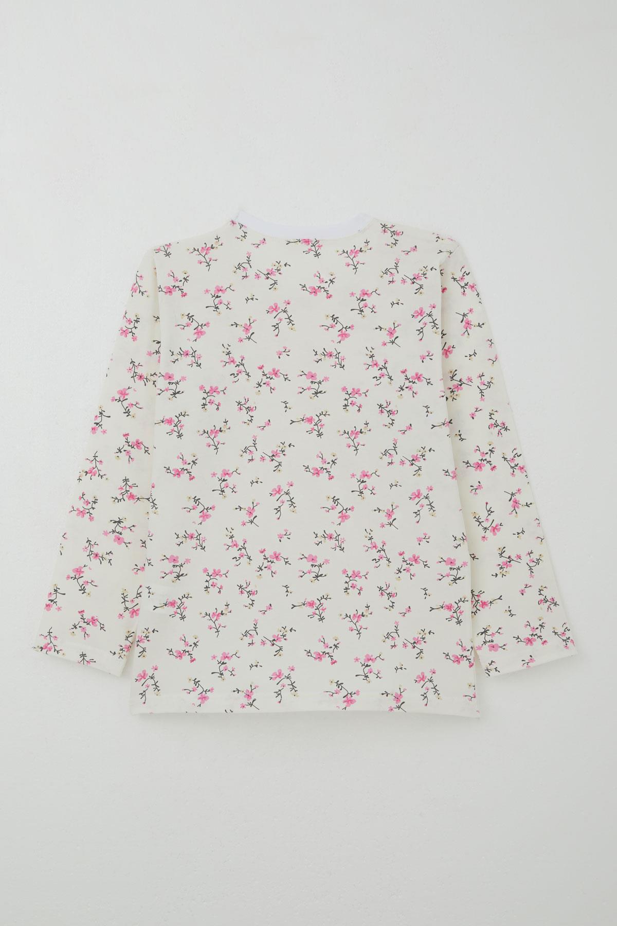 Breeze Kız Çocuk Pijama Takımı Çiçek Baharı Ekru (4-8 Yaş)