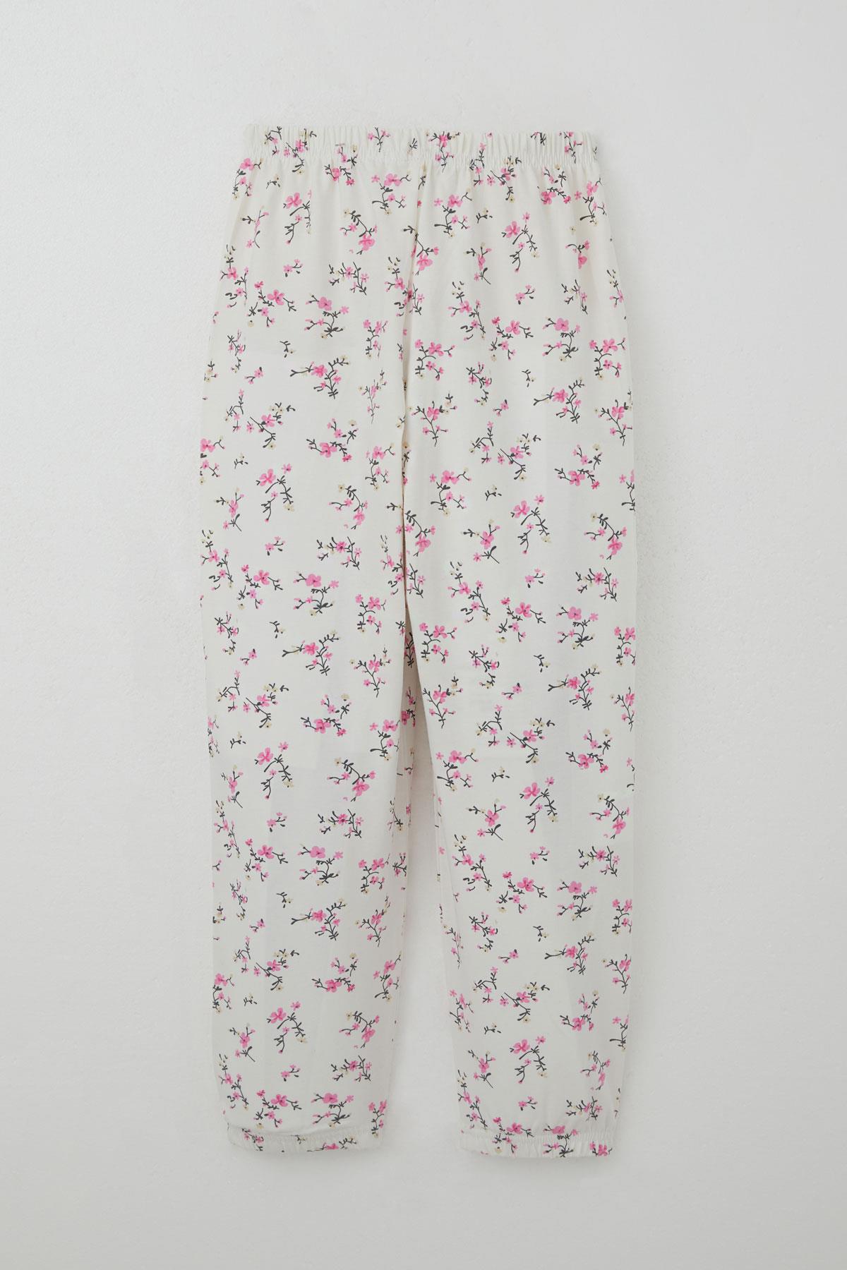 Breeze Kız Çocuk Pijama Takımı Çiçek Baharı Ekru (4-8 Yaş)