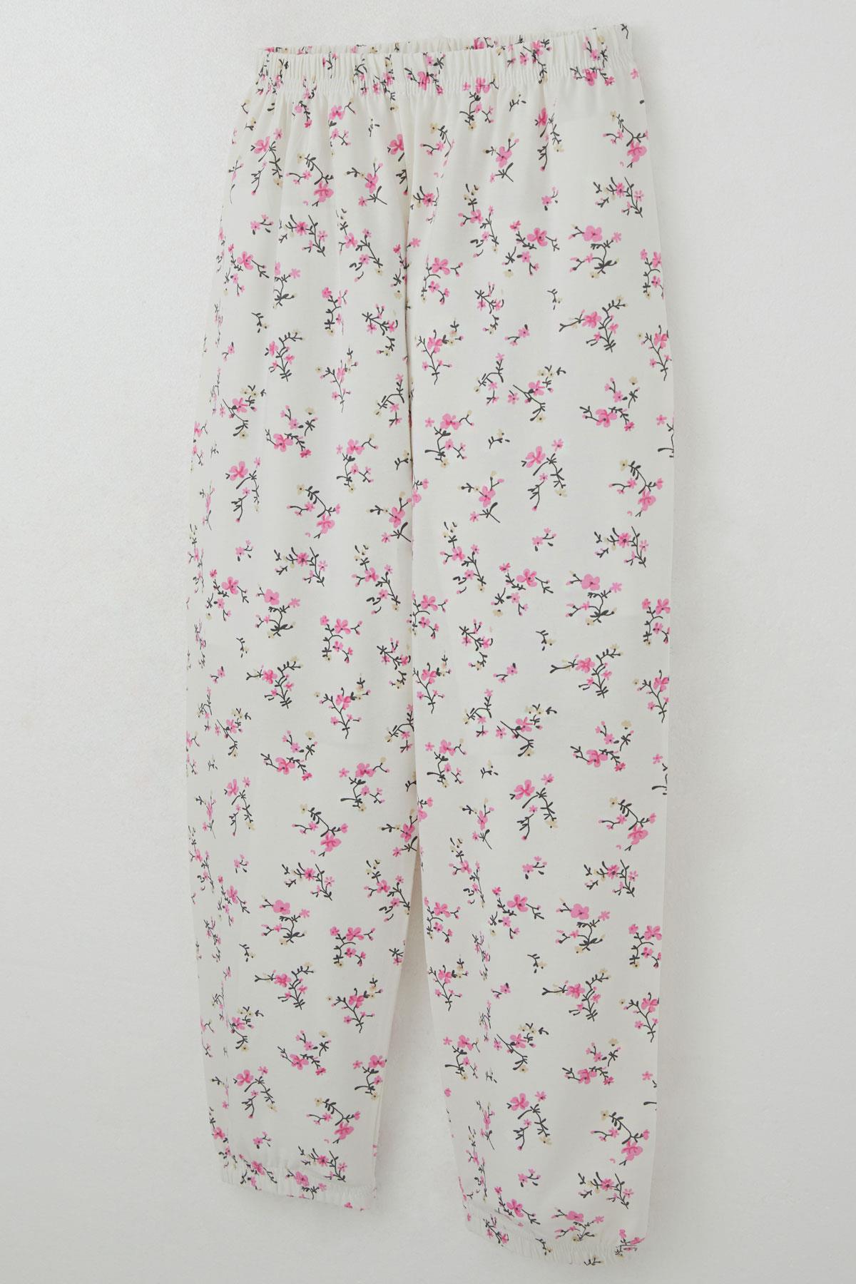 Breeze Kız Çocuk Pijama Takımı Çiçek Baharı Ekru (4-8 Yaş)