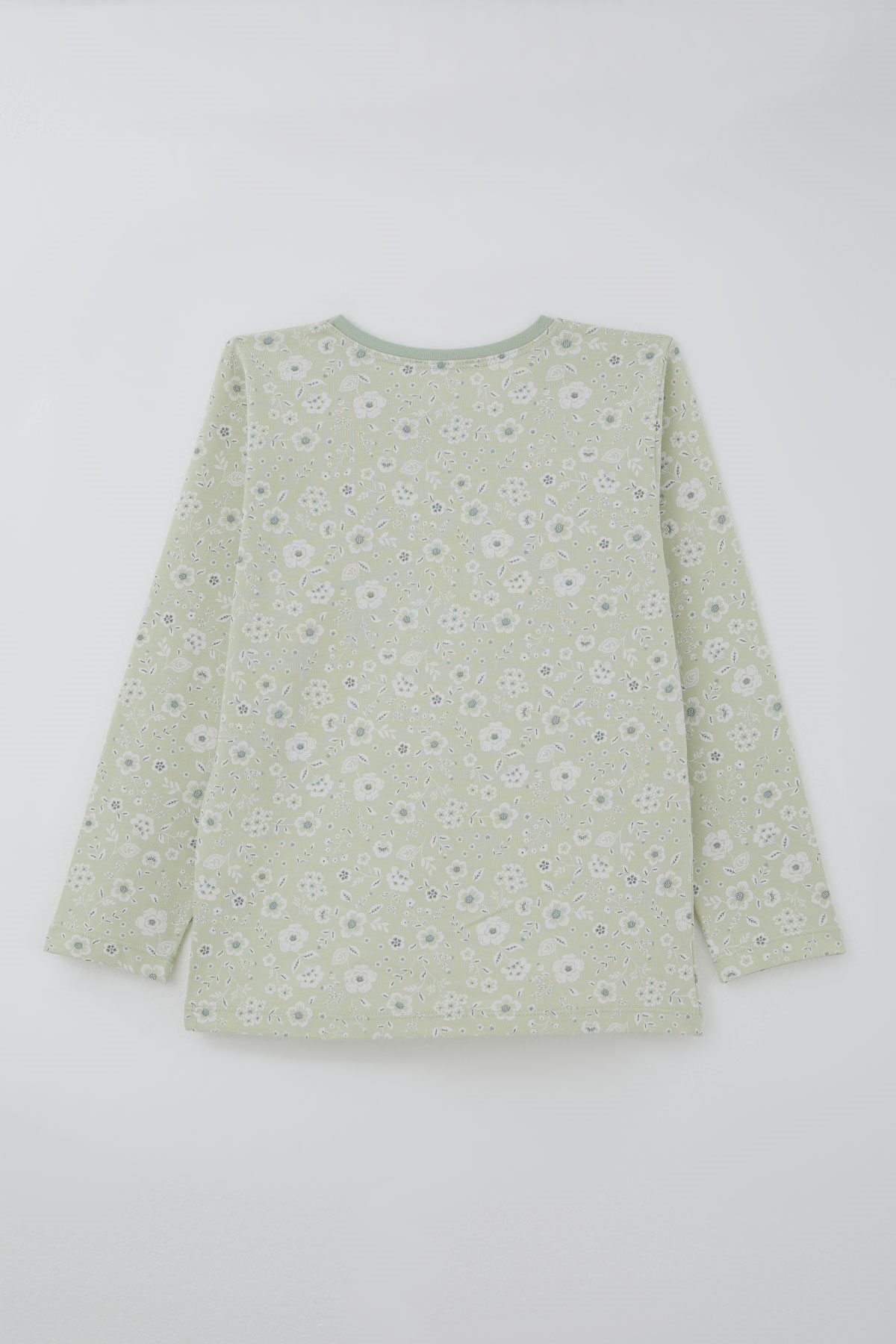 Breeze Kız Çocuk Pijama Takımı Çiçek Desenli Su Yeşili (9-12 Yaş)