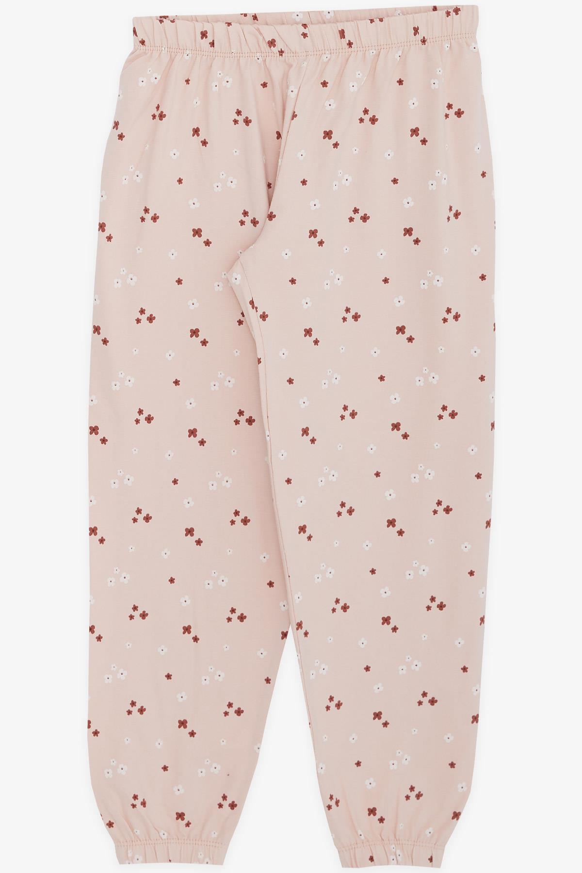 Breeze Kız Çocuk Pijama Takımı Çiçek Desenli Somon (4-8 Yaş)