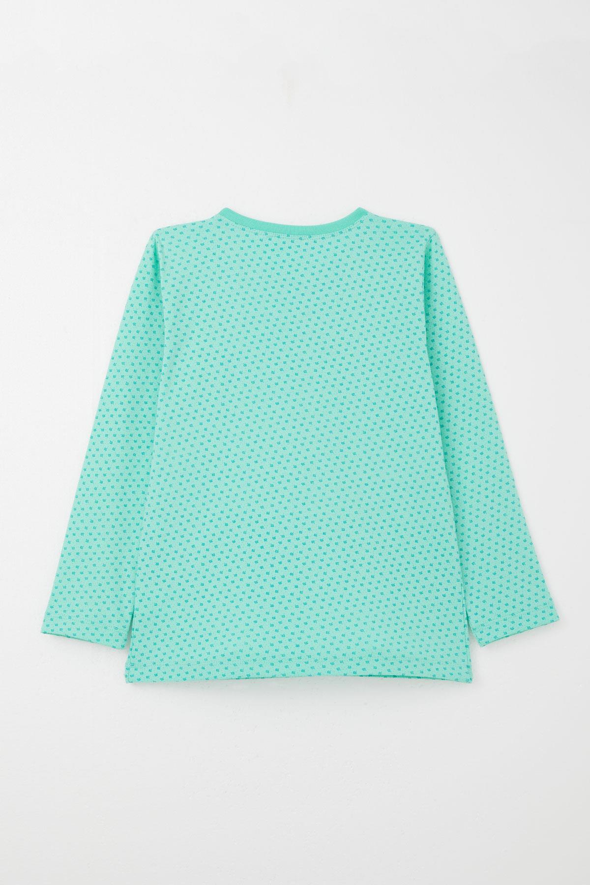 Breeze Kız Çocuk Pijama Takımı Çiçek Desenli Yeşil (9-12 Yaş)