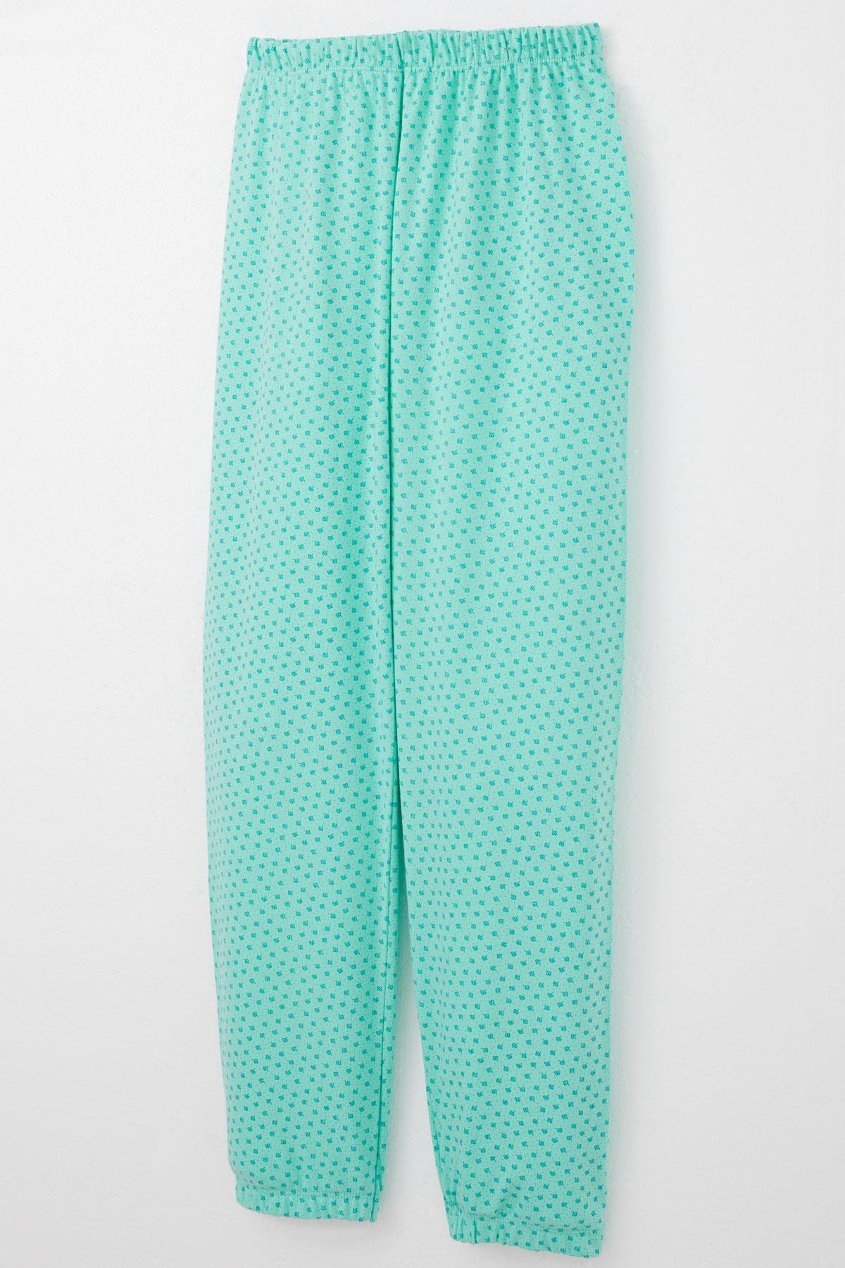 Breeze Kız Çocuk Pijama Takımı Çiçek Desenli Yeşil (9-12 Yaş)