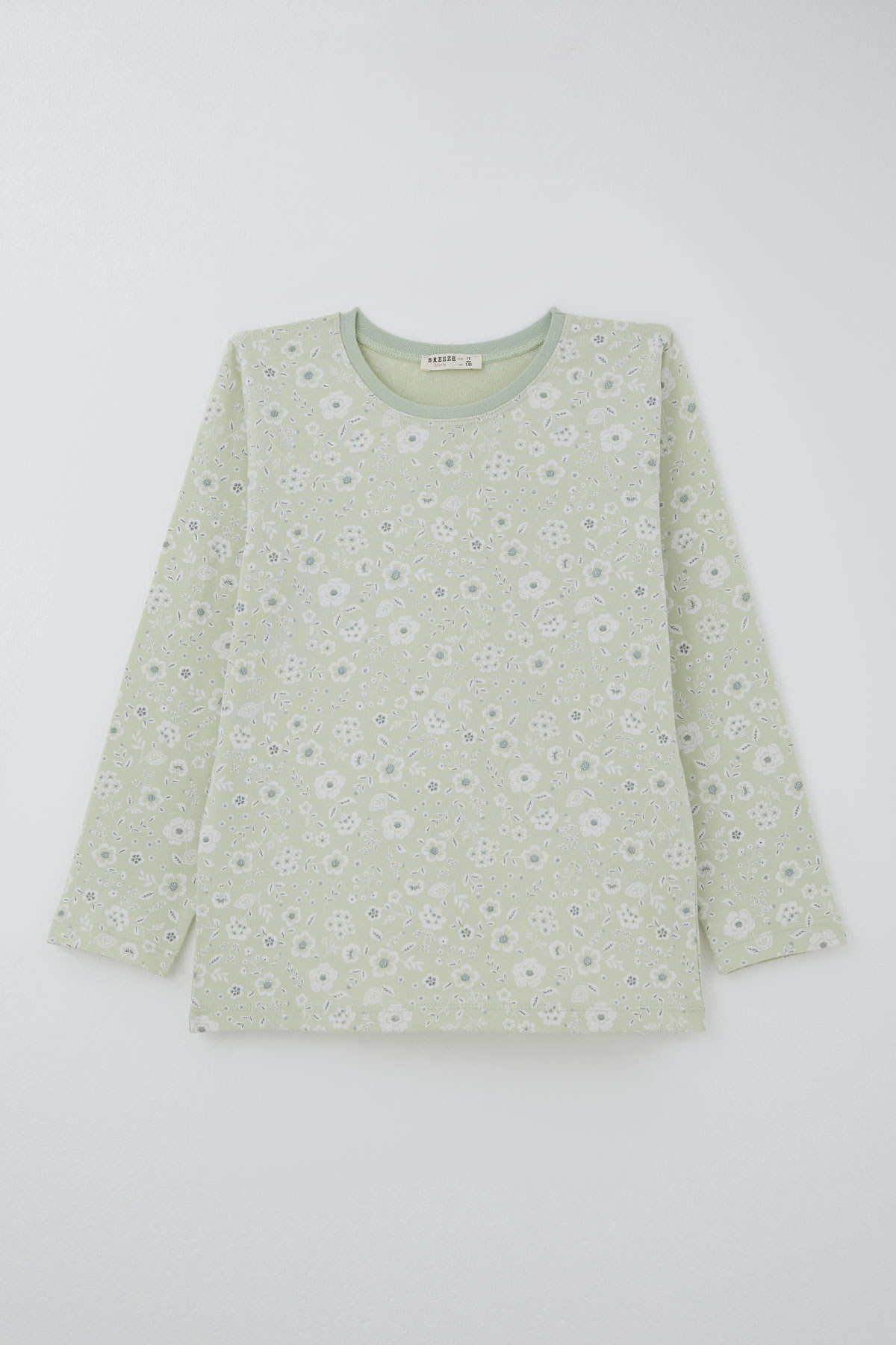 Breeze Kız Çocuk Pijama Takımı Çiçek Desenli Su Yeşili (9-12 Yaş)