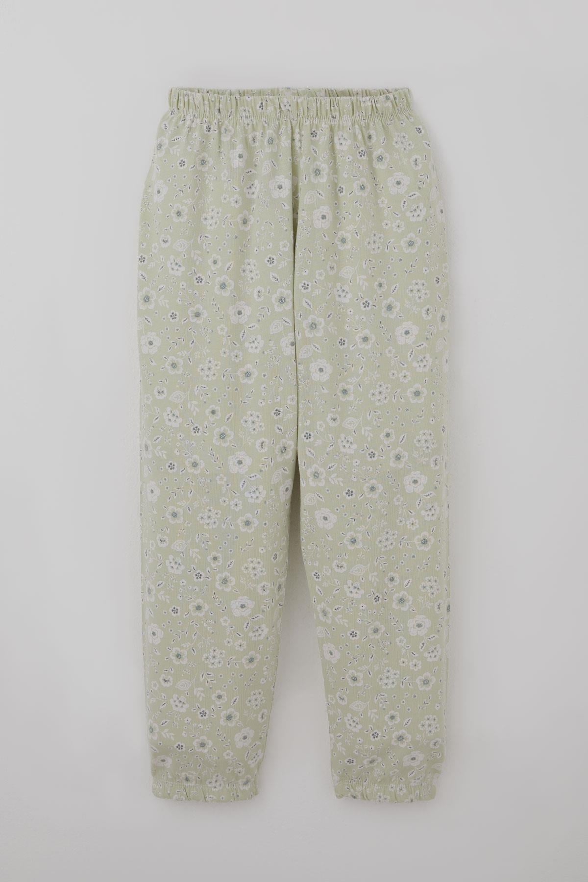 Breeze Kız Çocuk Pijama Takımı Çiçek Desenli Su Yeşili (4-8 Yaş)