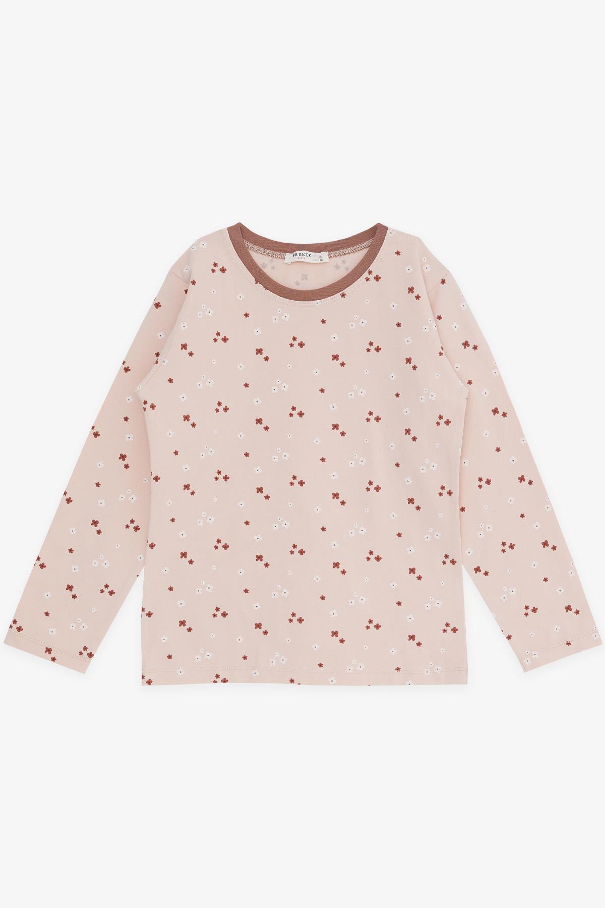 Breeze Kız Çocuk Pijama Takımı Çiçek Desenli Somon (4-8 Yaş)