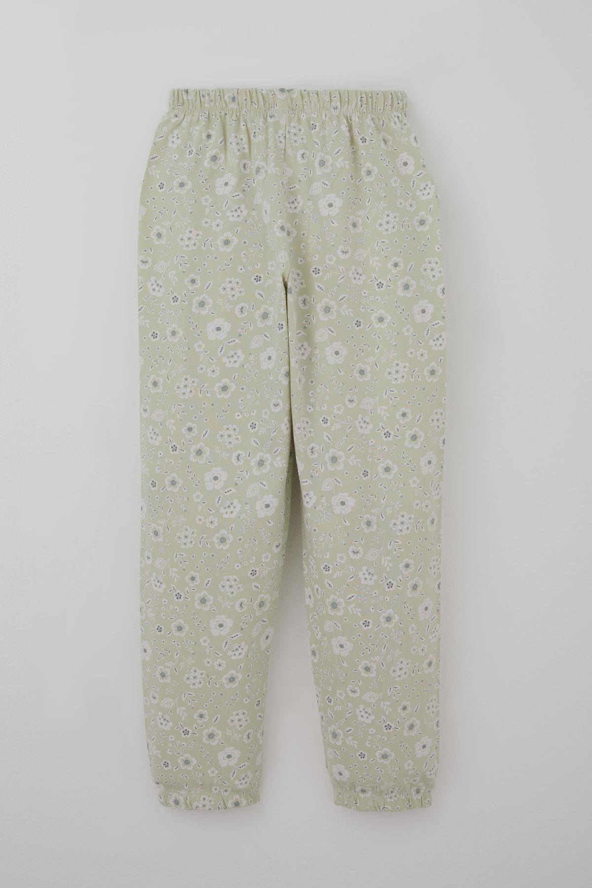 Breeze Kız Çocuk Pijama Takımı Çiçek Desenli Su Yeşili (4-8 Yaş)