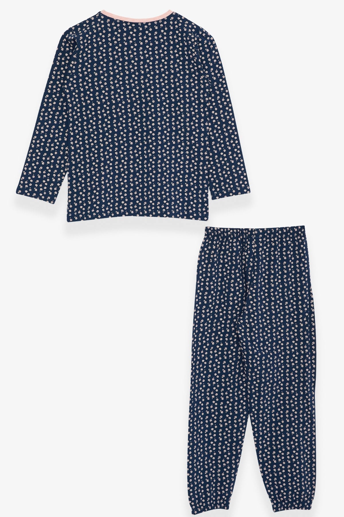 Breeze Kız Çocuk Pijama Takımı Çiçek Desenli Lacivert (4-8 Yaş)