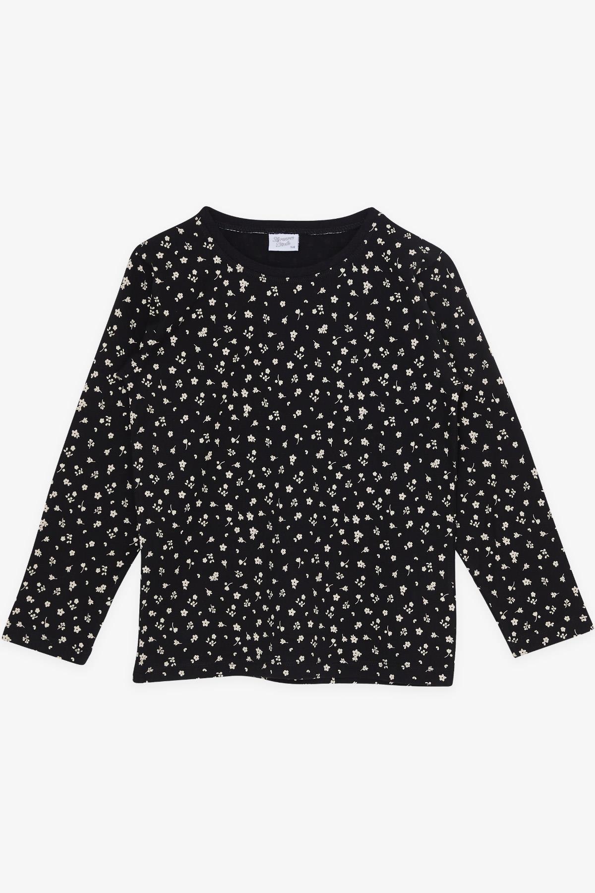 Breeze Kız Çocuk Pijama Takımı Çiçek Desenli Siyah (9-12 Yaş)