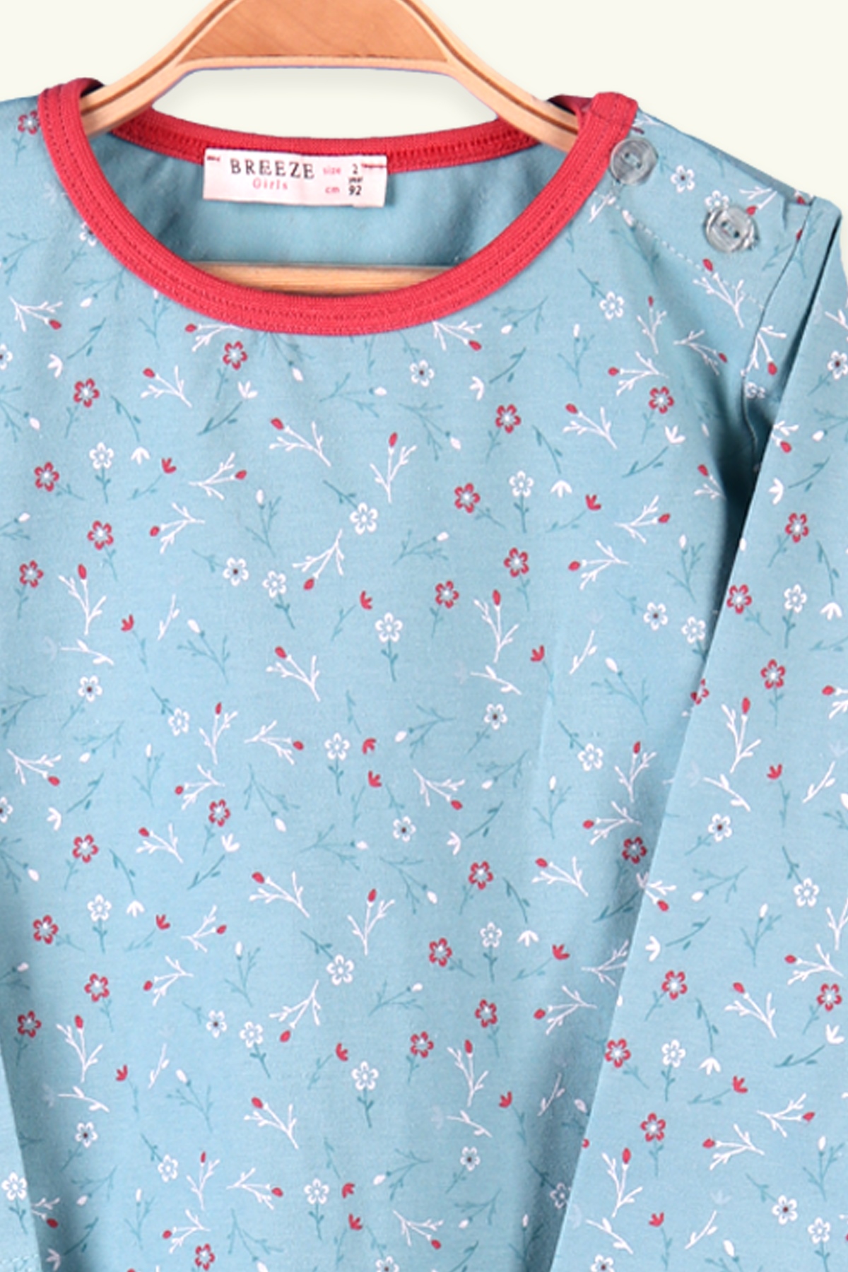 Breeze Kız Çocuk Pijama Takımı Çiçek Desenli Yeşil (2-6 Yaş)