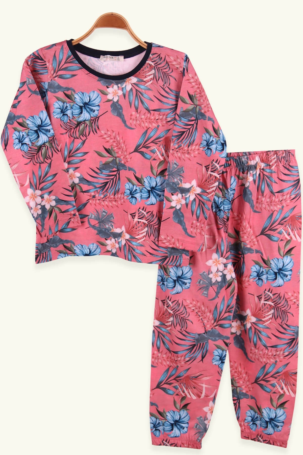Breeze Kız Çocuk Pijama Takımı Çiçekli Mercan (6-10 Yaş)