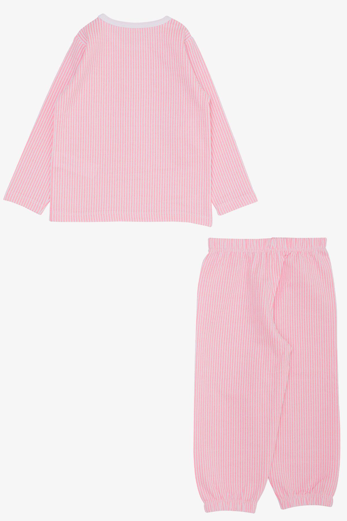 Breeze Kız Çocuk Pijama Takımı Çizgili Neon Pembe (1-4 Yaş)