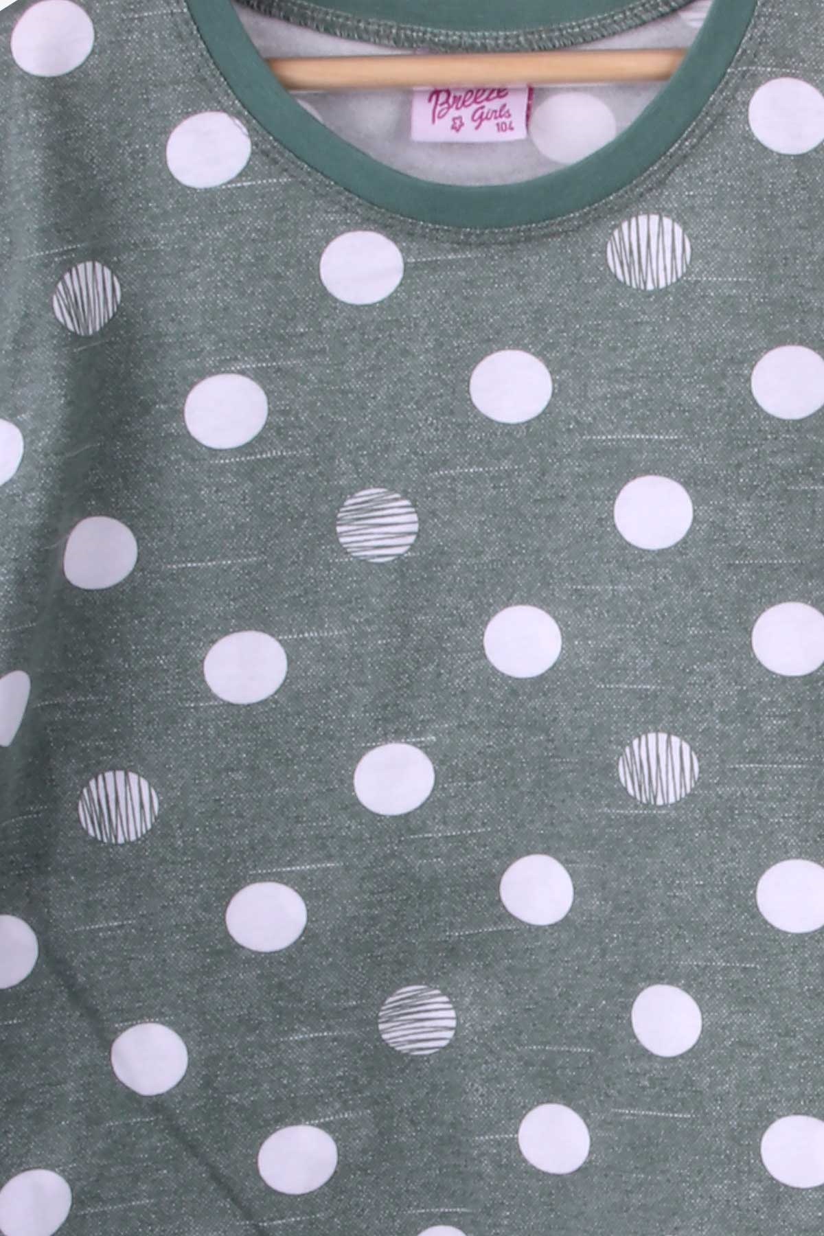 Breeze Kız Çocuk Pijama Takımı Daire Desenli Mint Yeşili (4-8 Yaş)