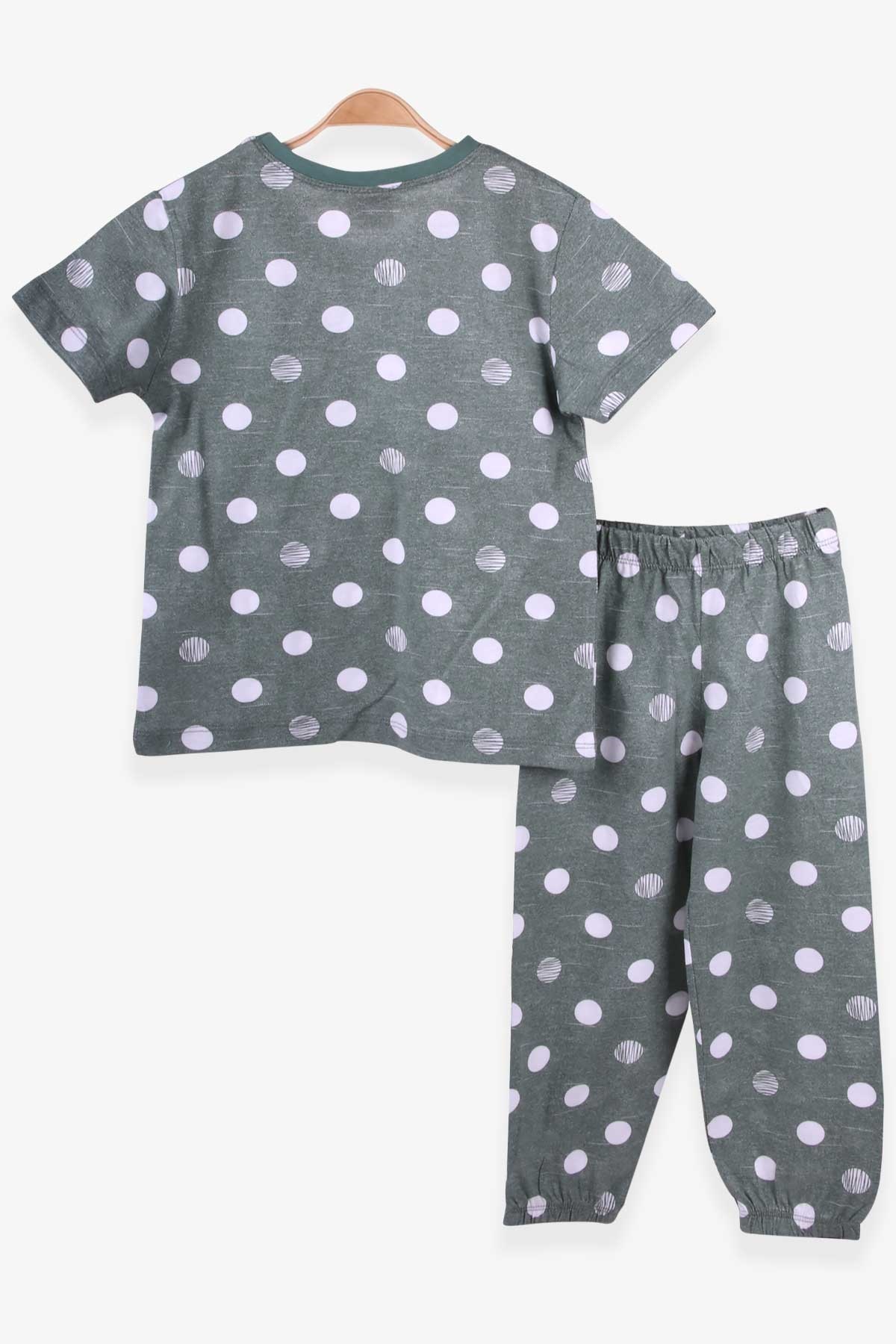 Breeze Kız Çocuk Pijama Takımı Daire Desenli Mint Yeşili (4-8 Yaş)