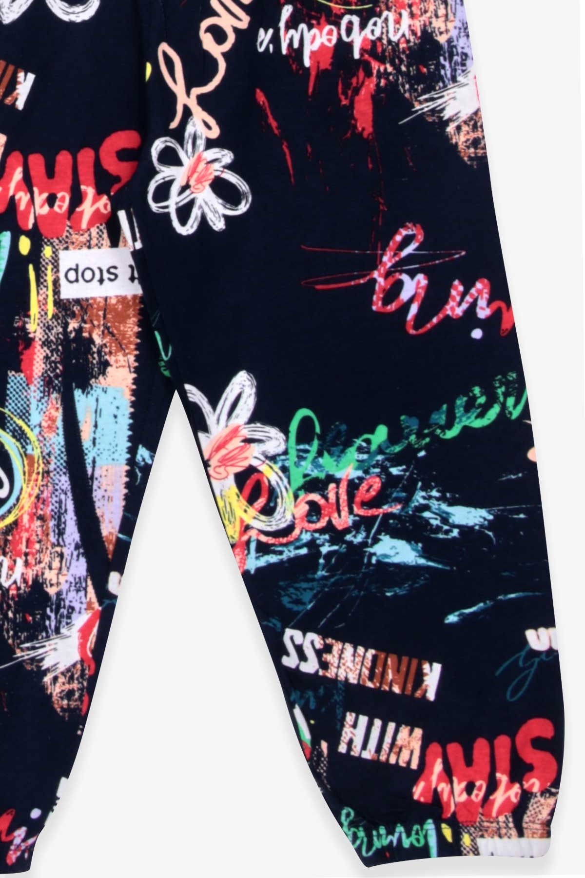 Breeze Kız Çocuk Pijama Takımı Desenli Koyu Mavi (4-8 Yaş)