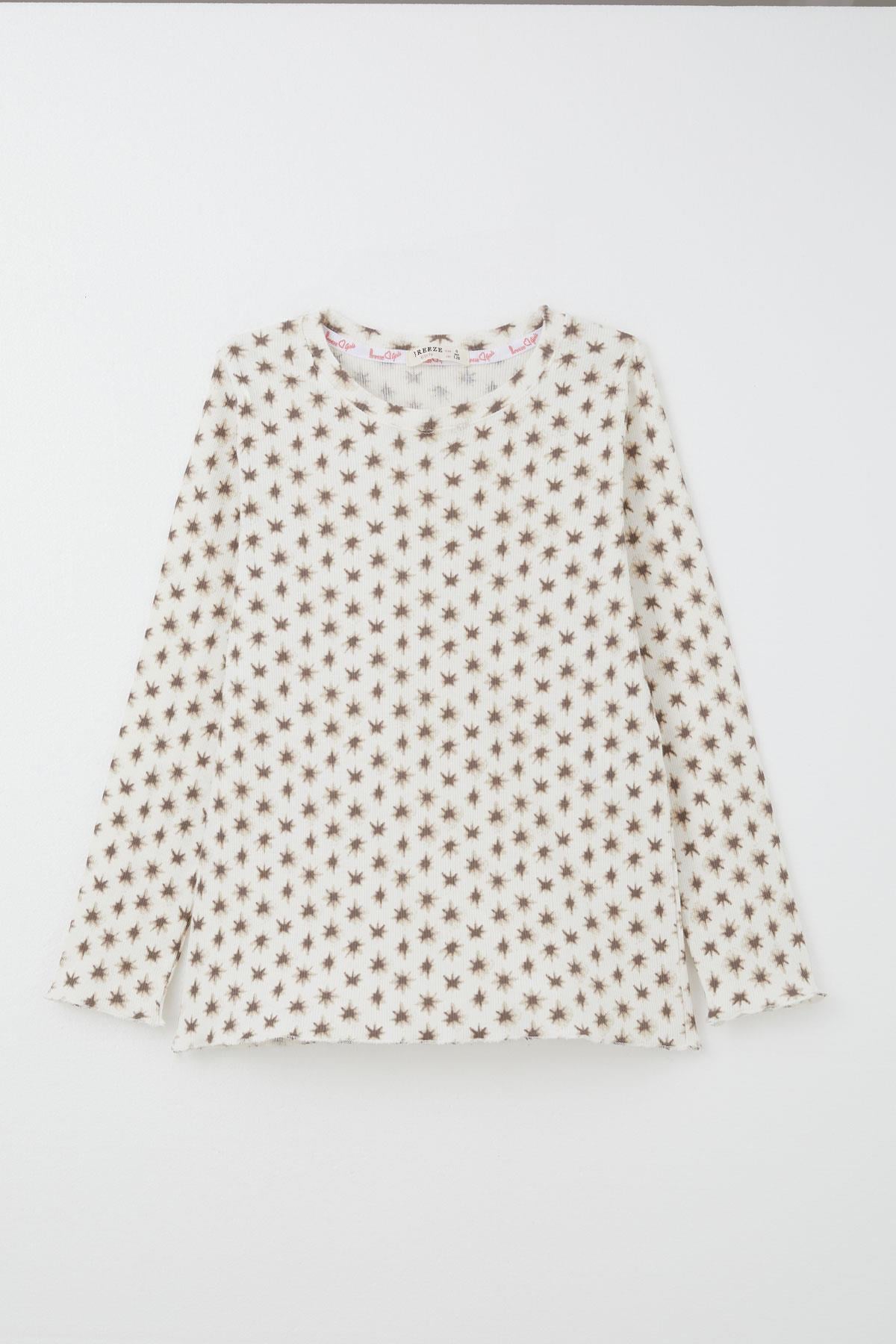 Breeze Kız Çocuk Pijama Takımı Desenli Ekru (4-7 Yaş)