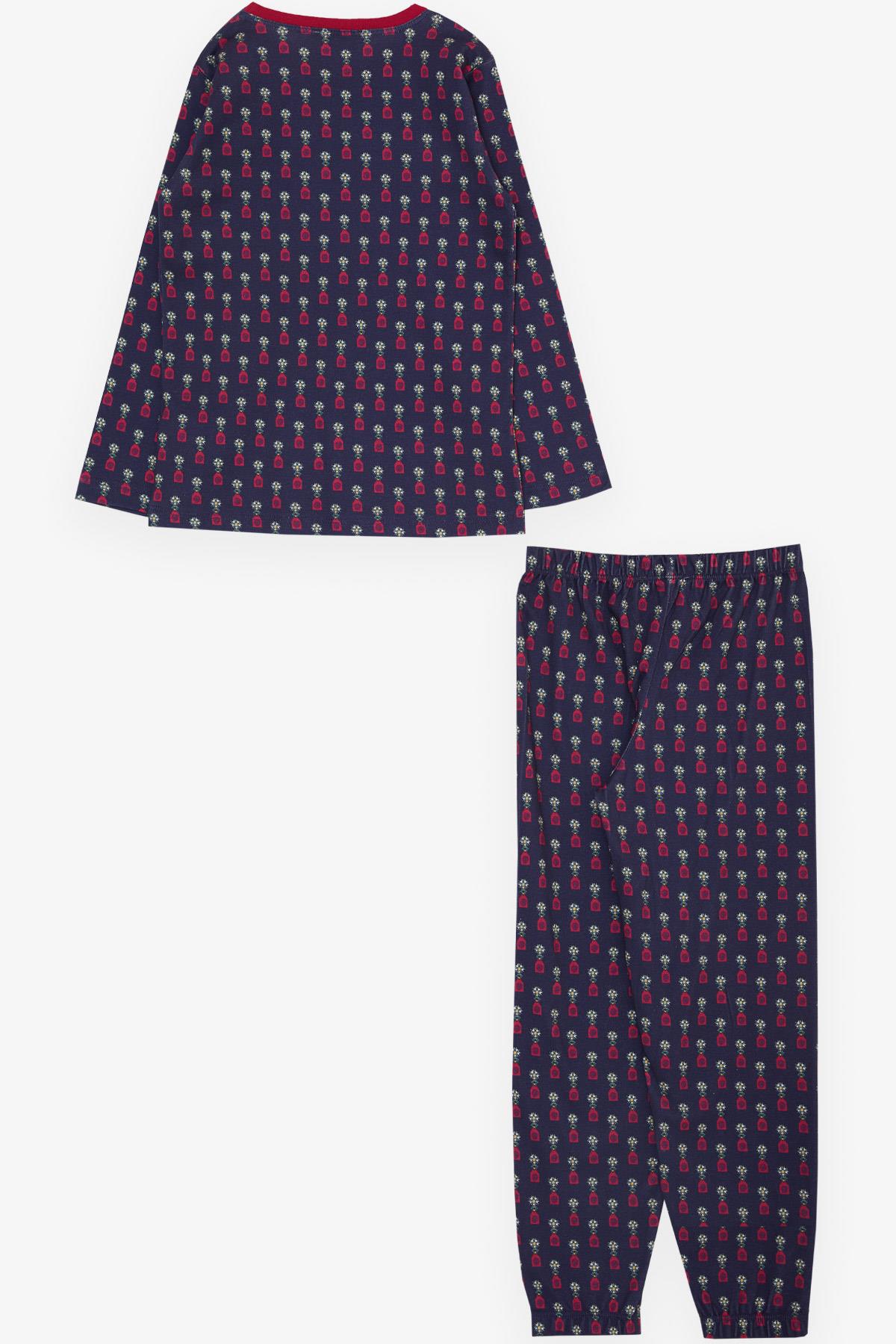 Breeze Kız Çocuk Pijama Takımı Desenli Lacivert (4-8 Yaş)