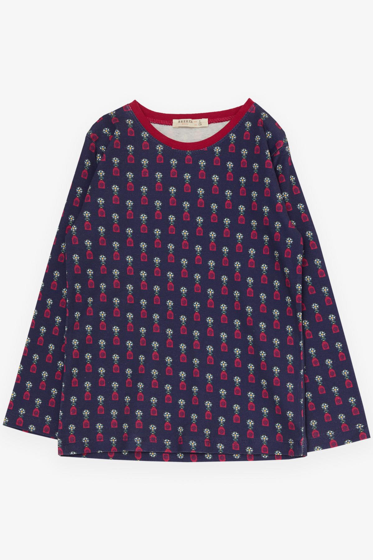 Breeze Kız Çocuk Pijama Takımı Desenli Lacivert (4-8 Yaş)