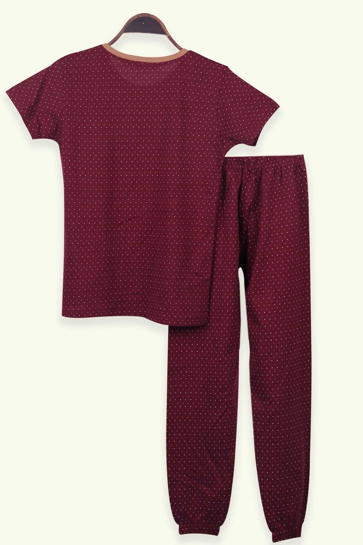 Breeze Kız Çocuk Pijama Takımı Desenli Bordo (9-14 Yaş)
