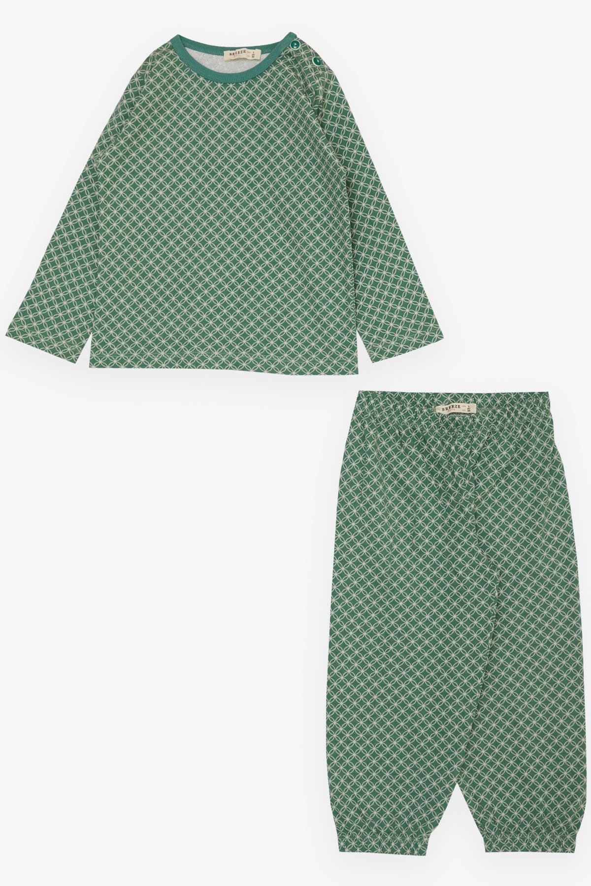 Breeze Kız Çocuk Pijama Takımı Desenli Yeşil (1-3 Yaş)