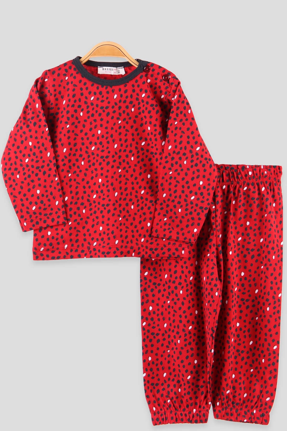 Breeze Kız Çocuk Pijama Takımı Desenli Kırmızı (1-4 Yaş)