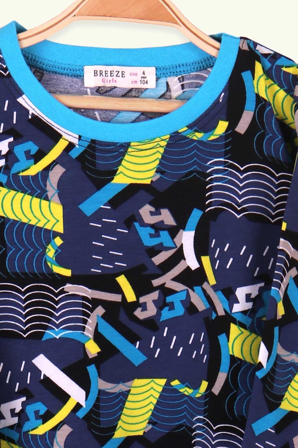 Breeze Kız Çocuk Pijama Takımı Desenli Koyu Mavi (4-8 Yaş)