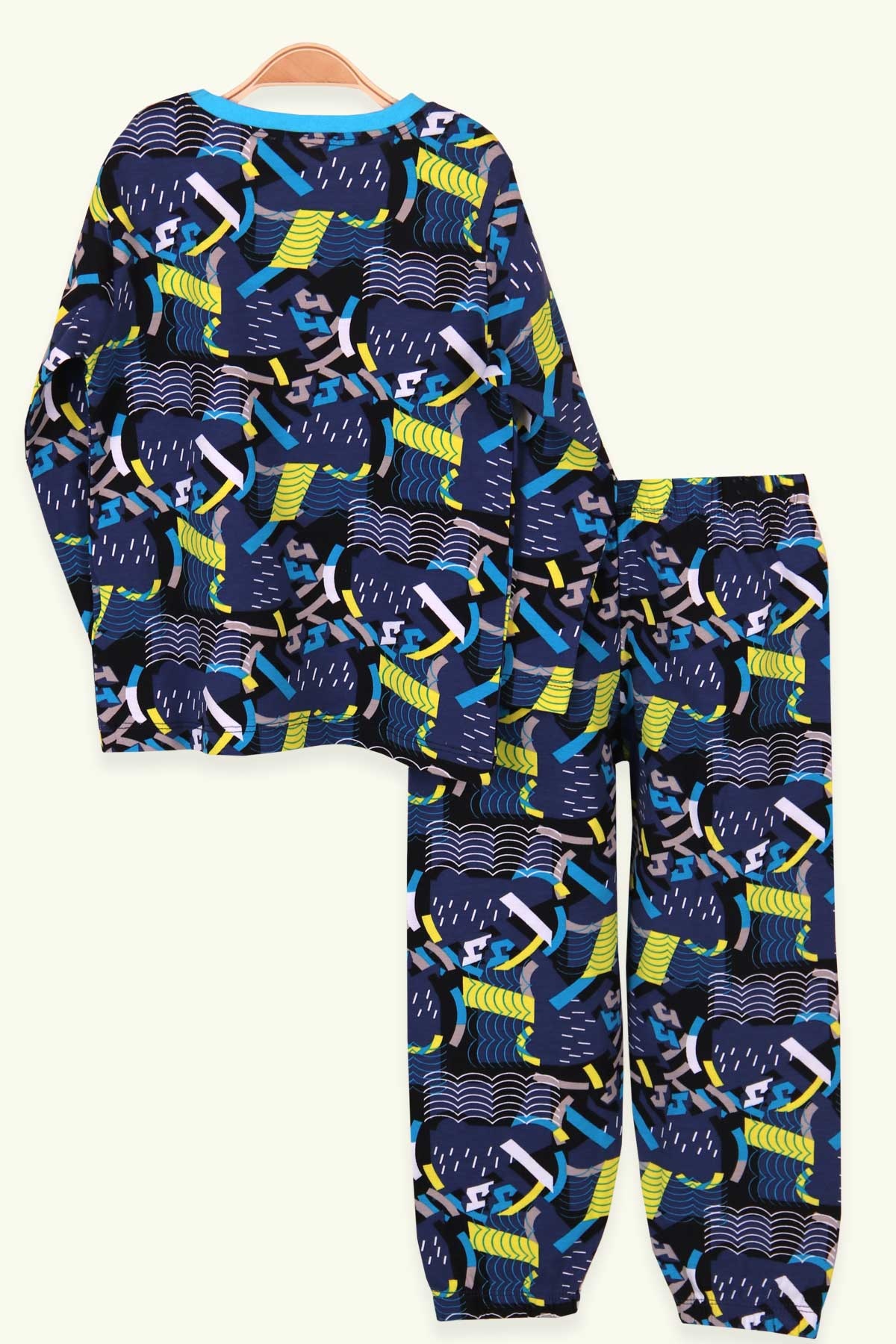 Breeze Kız Çocuk Pijama Takımı Desenli Koyu Mavi (4-8 Yaş)