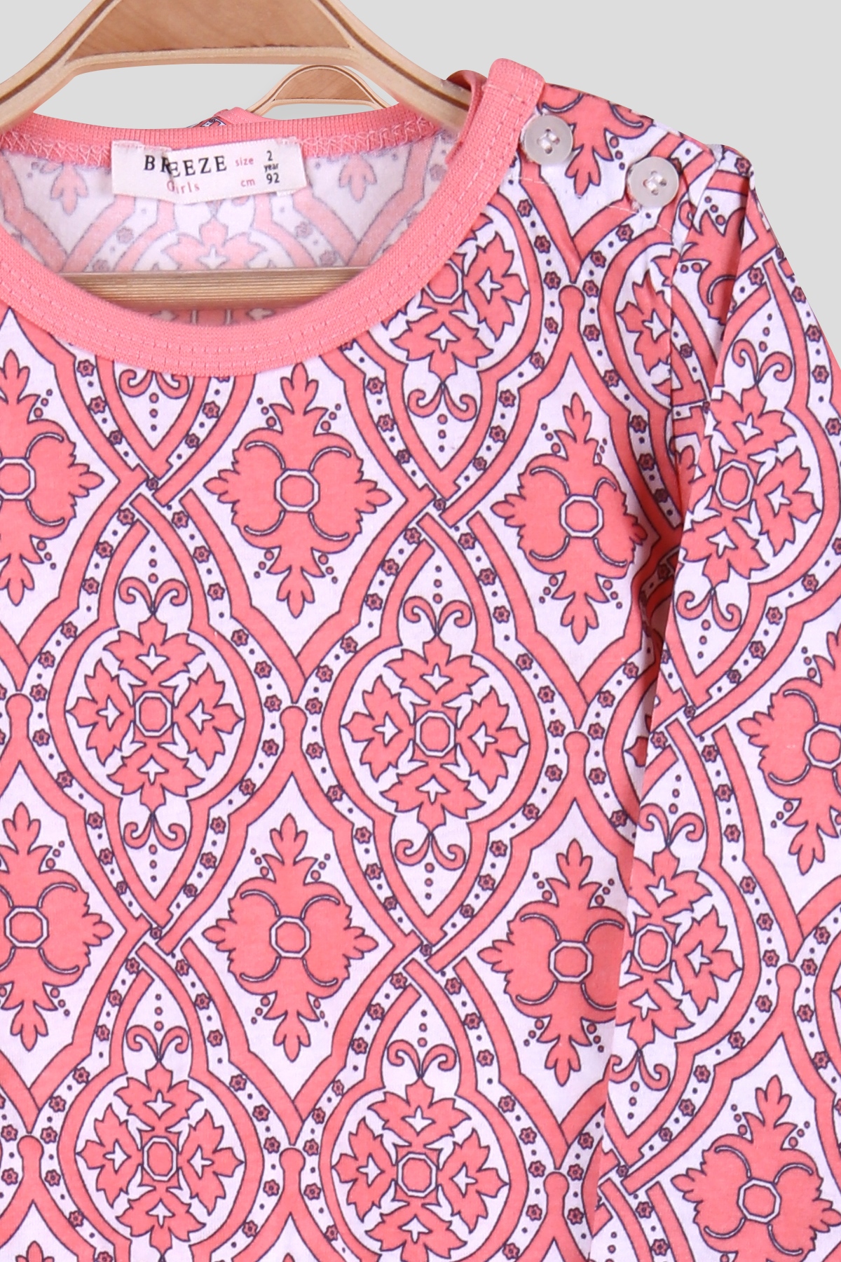 Breeze Kız Çocuk Pijama Takımı Desenli Somon (2-6 Yaş)