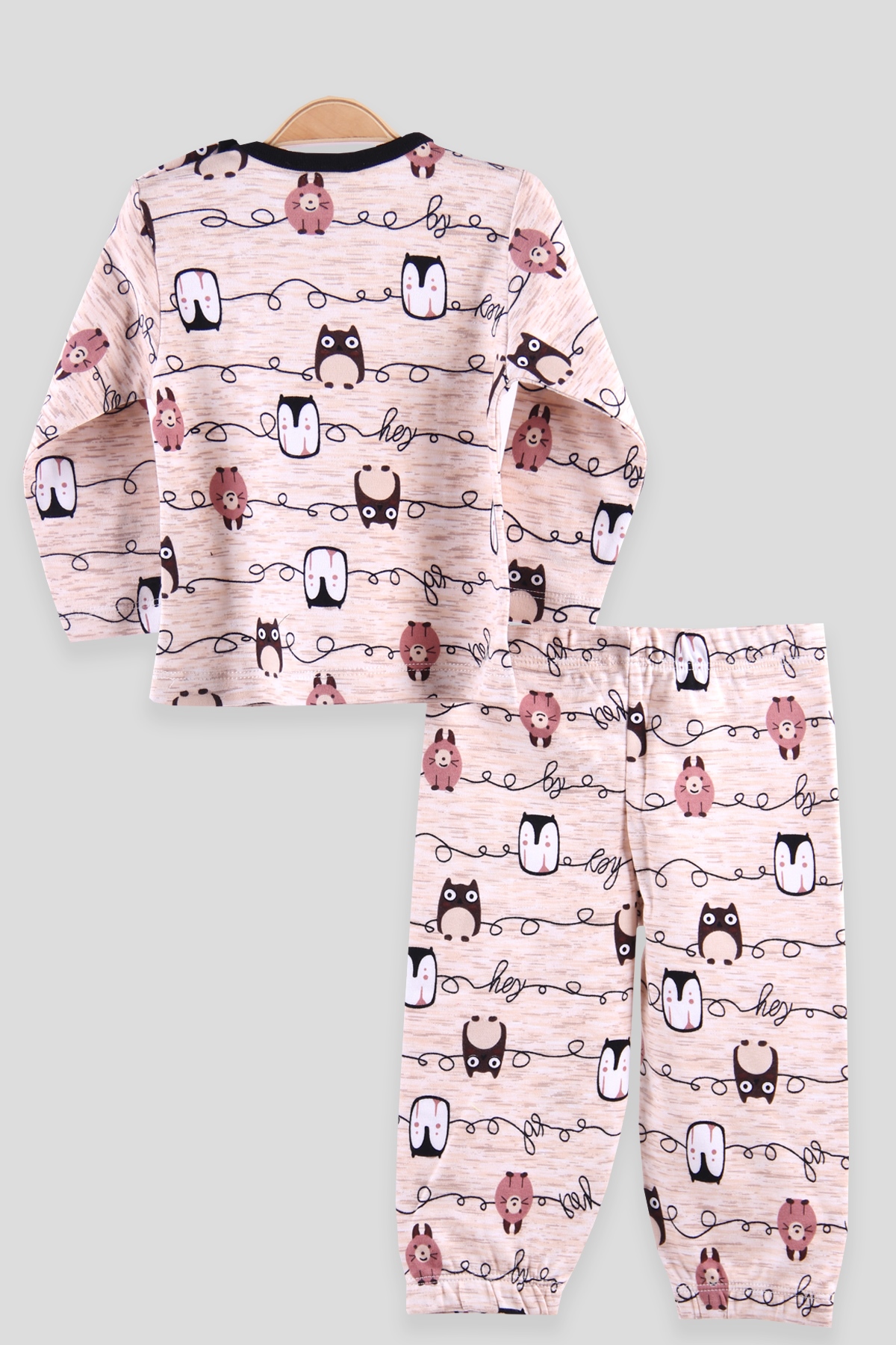 Breeze Kız Çocuk Pijama Takımı Desenli Siyah (1-4 Yaş)