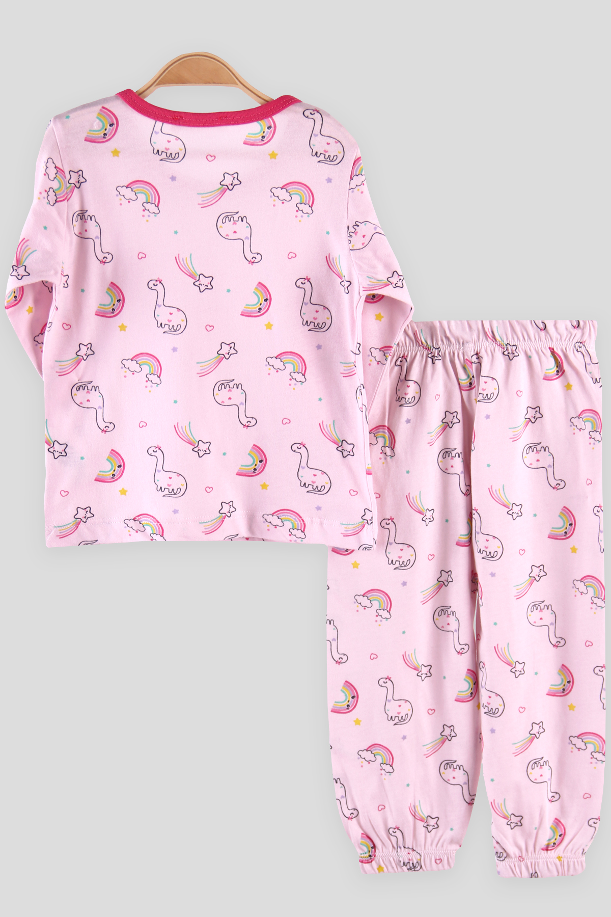 Breeze Kız Çocuk Pijama Takımı Dinazorlu Pembe (2-6 Yaş)