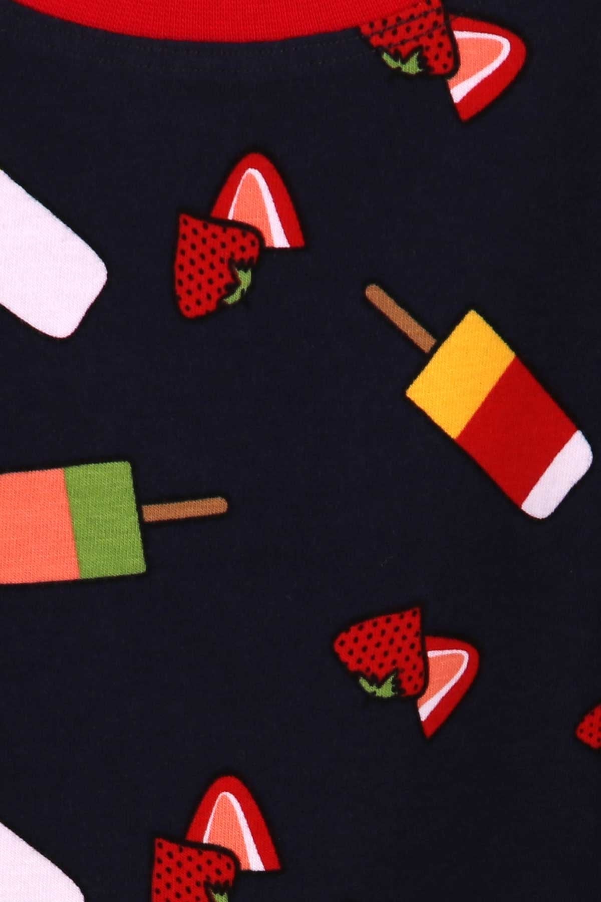 Breeze Kız Çocuk Pijama Takımı Dondurma Desenli Lacivert (6-10 Yaş)