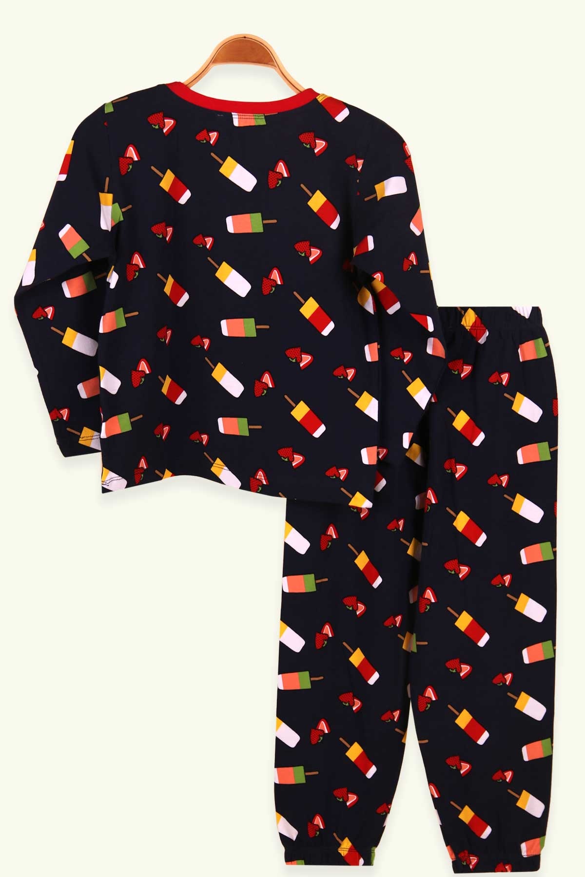 Breeze Kız Çocuk Pijama Takımı Dondurma Desenli Lacivert (6-10 Yaş)