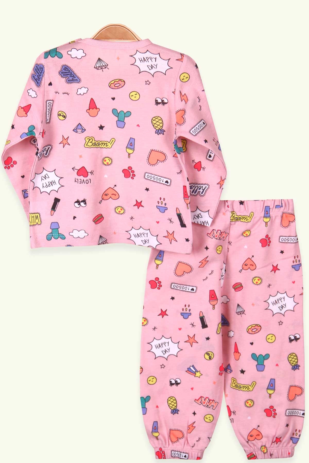 Breeze Kız Çocuk Pijama Takımı Eğlence Temalı Pudra (1-4 Yaş)