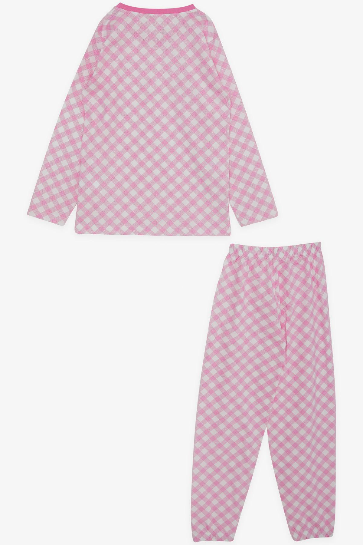 Breeze Kız Çocuk Pijama Takımı Ekose Desenli Pembe (4-8 Yaş)