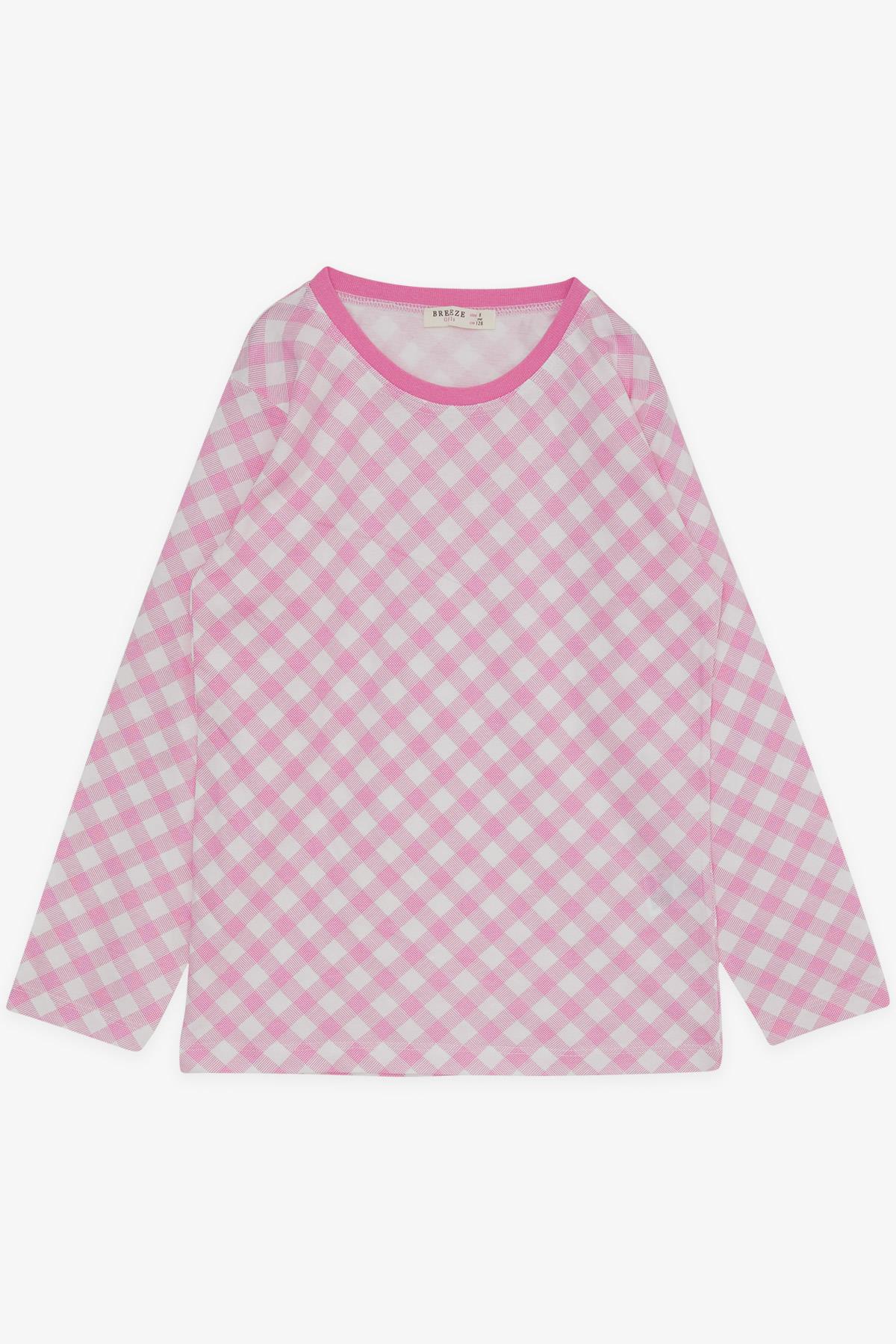 Breeze Kız Çocuk Pijama Takımı Ekose Desenli Pembe (4-8 Yaş)