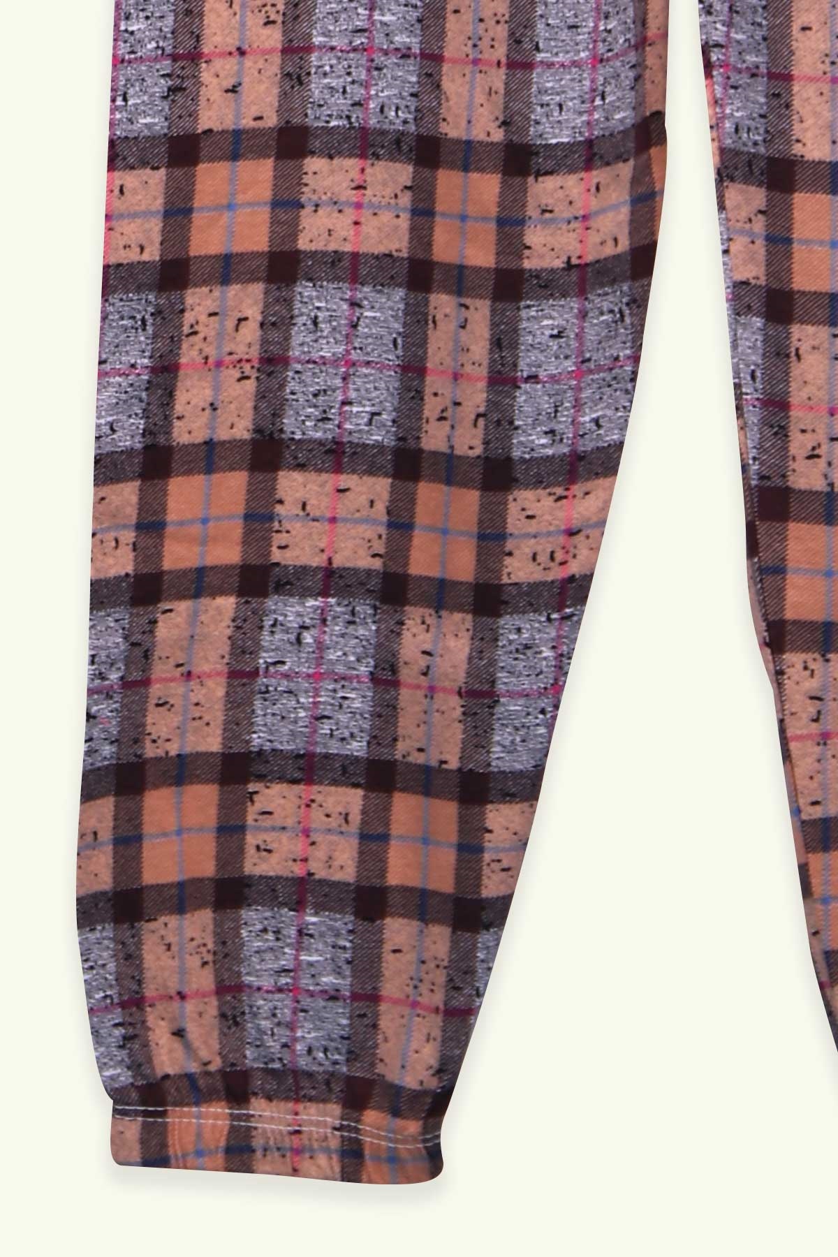 Breeze Kız Çocuk Pijama Takımı Ekoseli Kahverengi (9-14 Yaş)