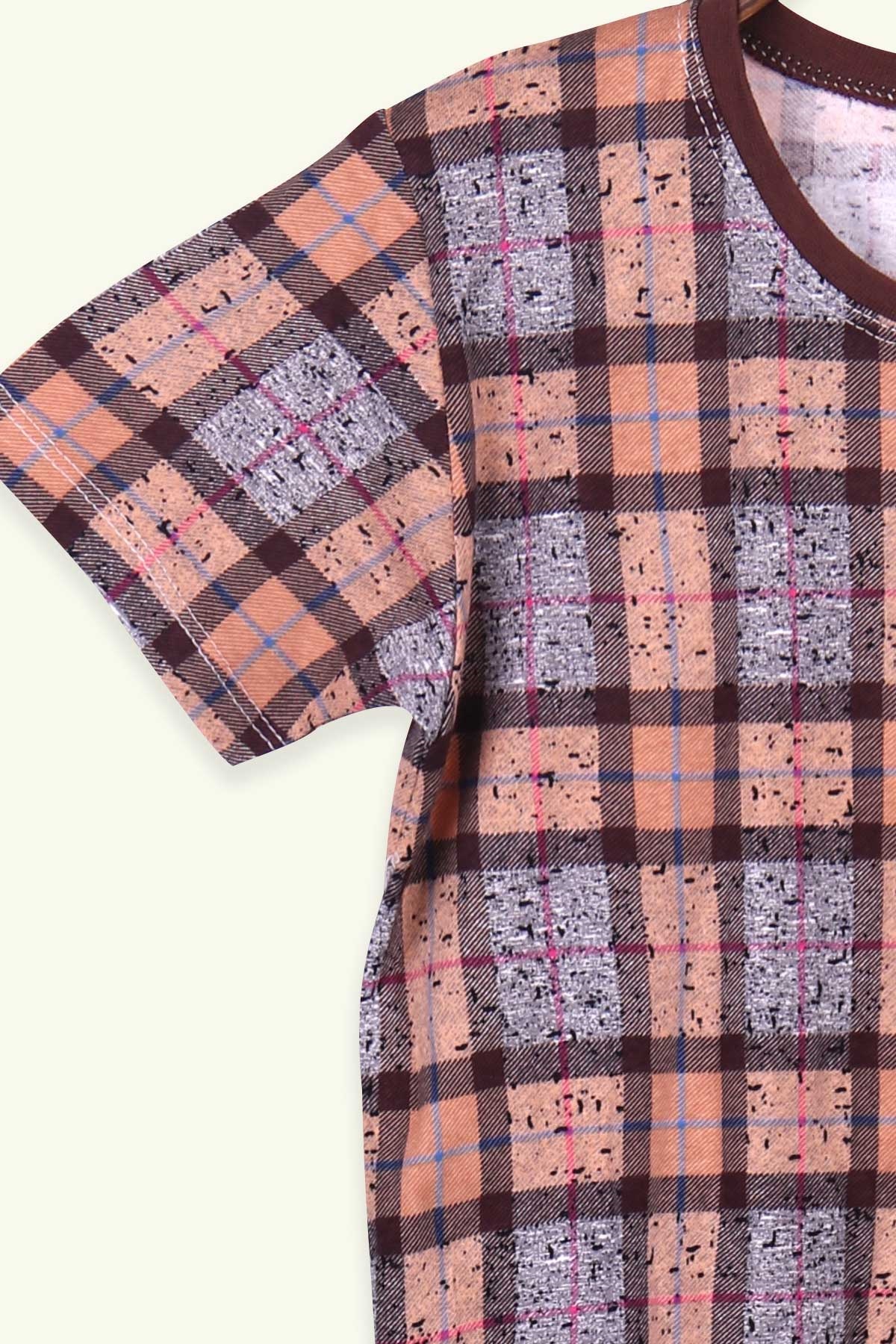 Breeze Kız Çocuk Pijama Takımı Ekoseli Kahverengi (9-14 Yaş)