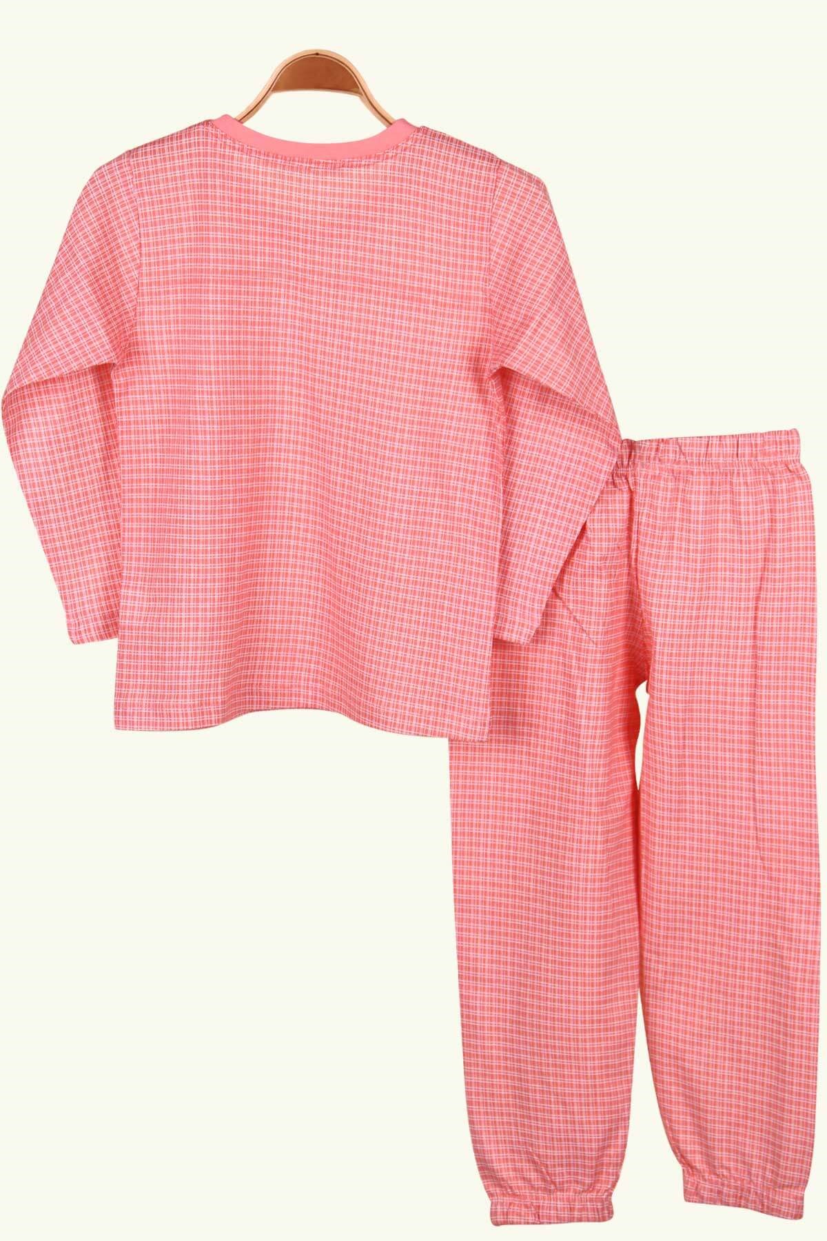 Breeze Kız Çocuk Pijama Takımı Ekoseli Somon (4-8 Yaş)