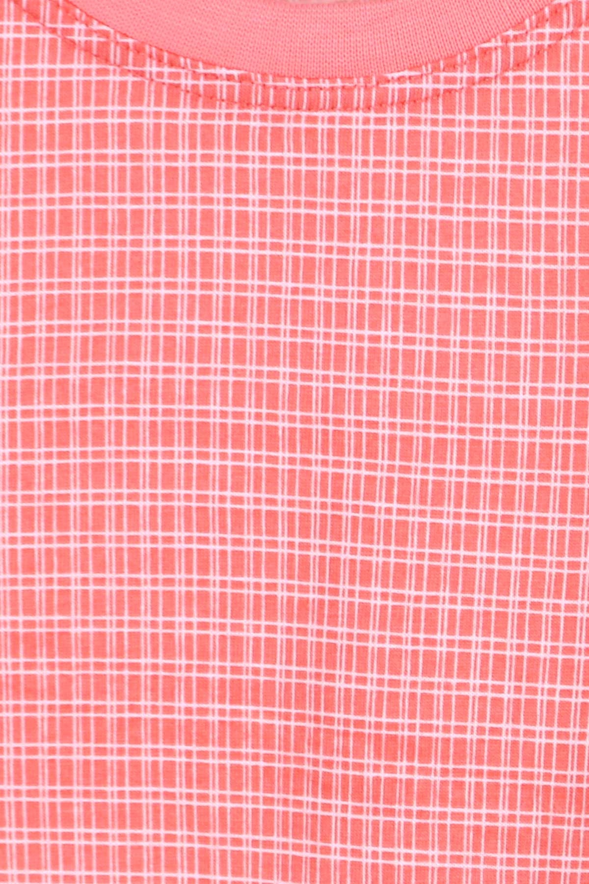 Breeze Kız Çocuk Pijama Takımı Ekoseli Neon Somon (4-8 Yaş)