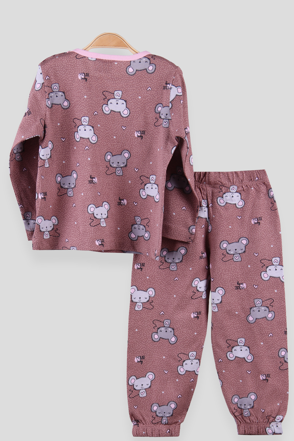 Breeze Kız Çocuk Pijama Takımı Fareli Kahverengi (2-5 Yaş)