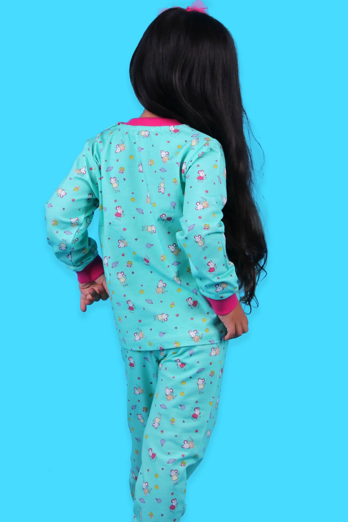 Breeze Kız Çocuk Pijama Takımı Fareli Yeşil (1.5-5 Yaş)