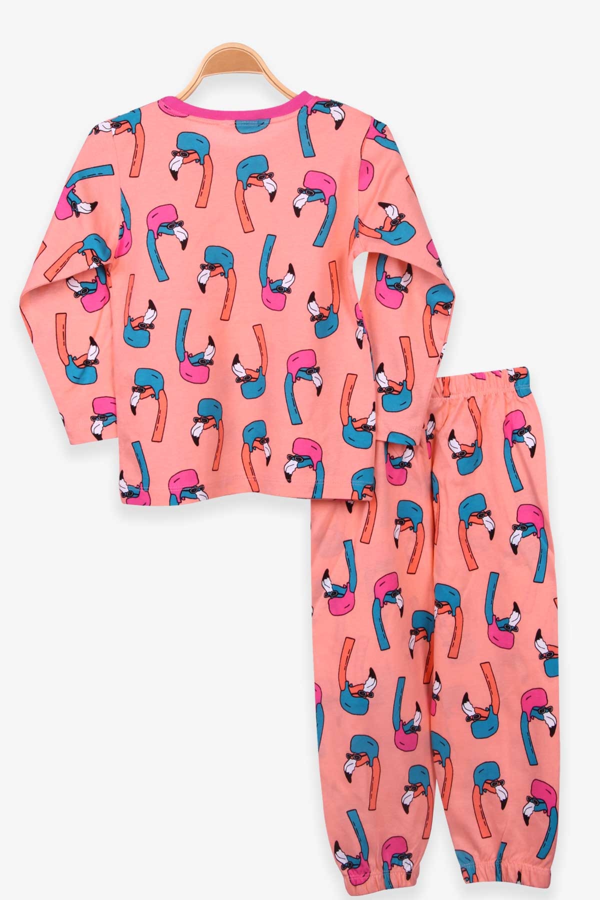 Breeze Kız Çocuk Pijama Takımı Flamingo Desenli Somon (4-8 Yaş)