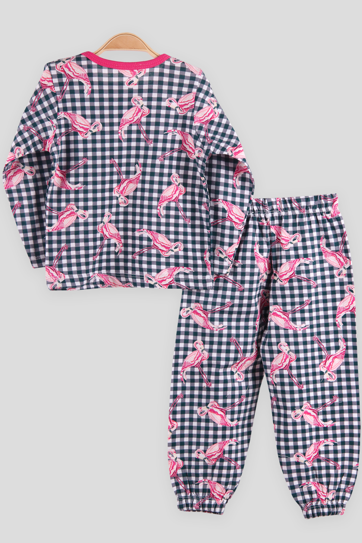 Breeze Kız Çocuk Pijama Takımı Flamingo Desenli Yeşil (2-6 Yaş)