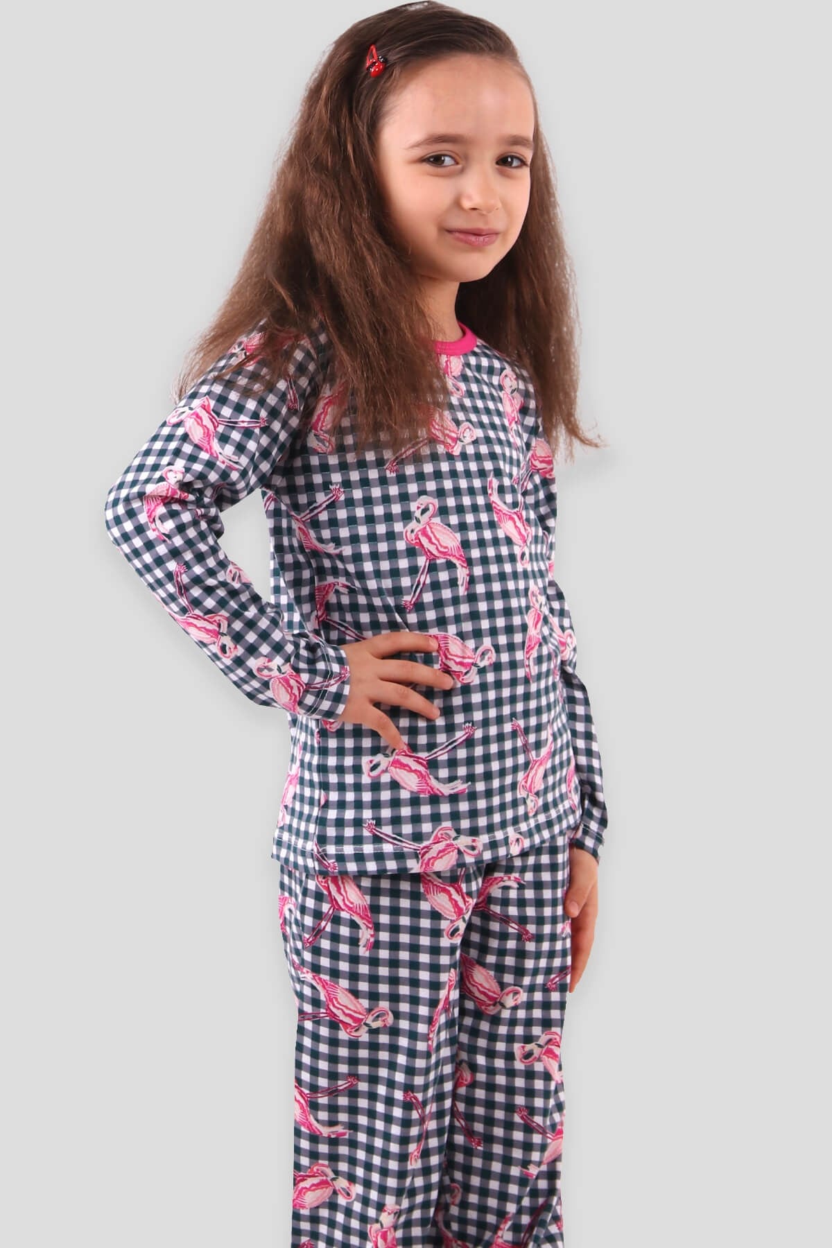 Breeze Kız Çocuk Pijama Takımı Flamingo Desenli Yeşil (1-2 Yaş)